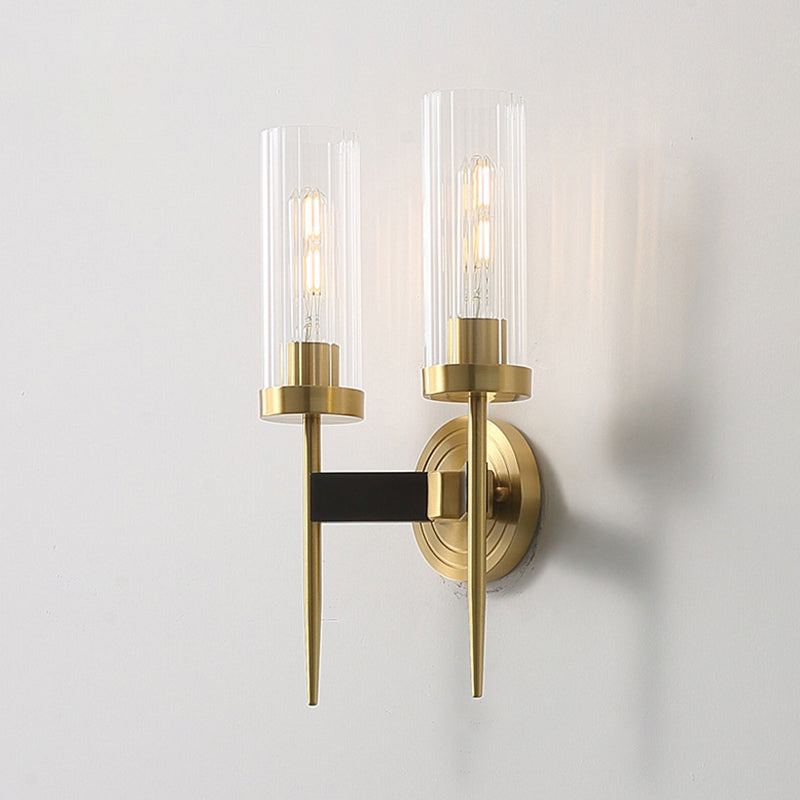 Postmodern Cylindrical Wall Mounted Lighting Clear Glass Wall Mount Lamp for Living Room