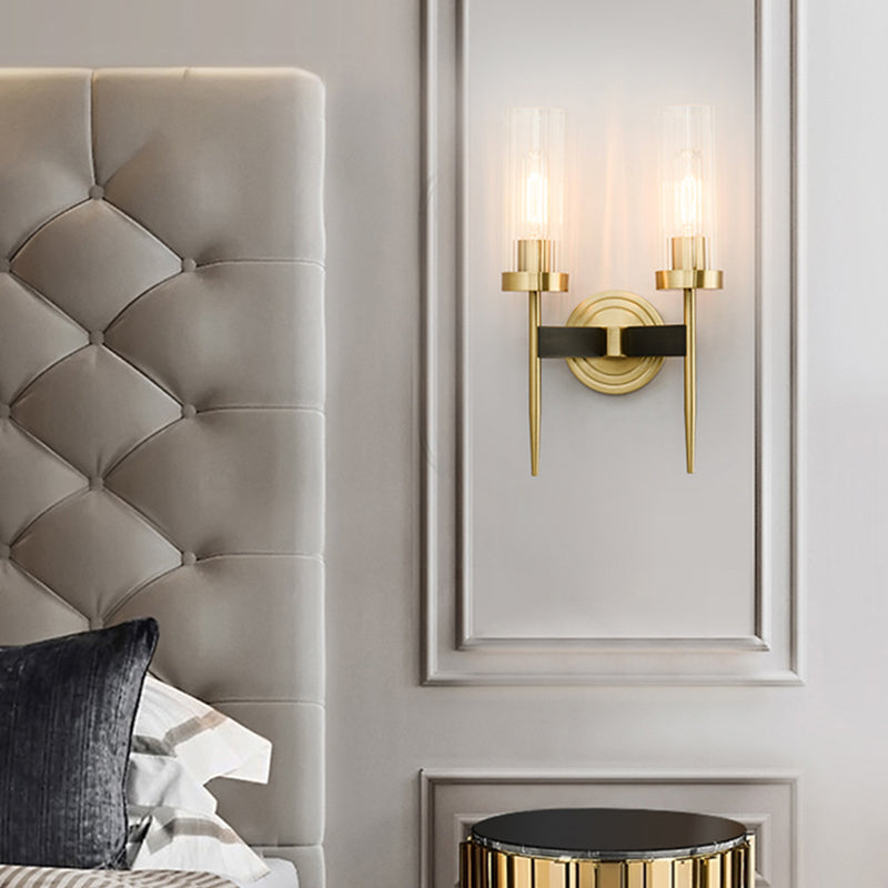 Postmodern Cylindrical Wall Mounted Lighting Clear Glass Wall Mount Lamp for Living Room