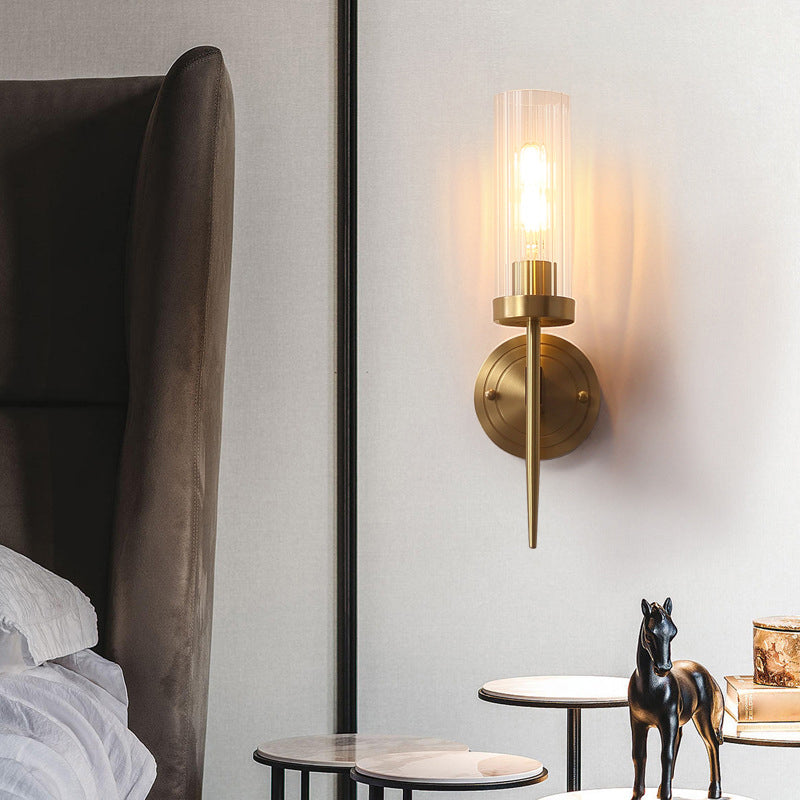 Postmodern Cylindrical Wall Mounted Lighting Clear Glass Wall Mount Lamp for Living Room