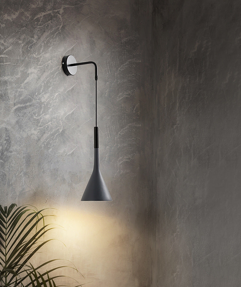 Macaroon -stijl kegel wandlamp 6 "brede metalen schaduw minimalisme wandmontage verlichting met 23,5" verstelbare gesuspendeerde draad