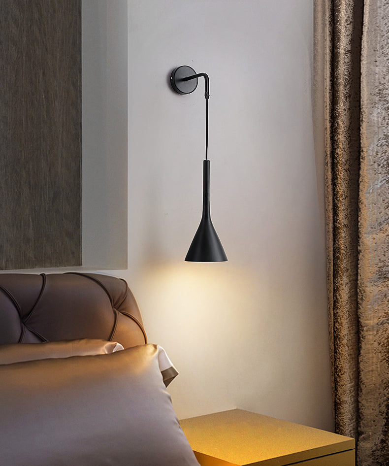 Macaroon -stijl kegel wandlamp 6 "brede metalen schaduw minimalisme wandmontage verlichting met 23,5" verstelbare gesuspendeerde draad