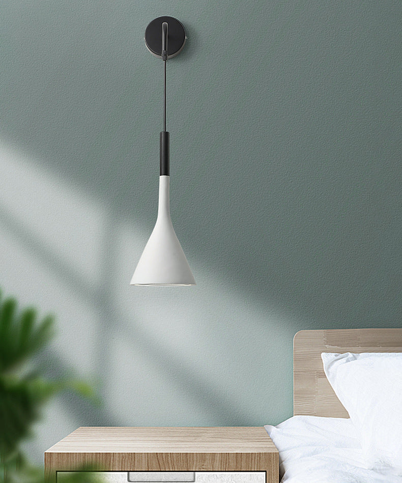 Macaroon -stijl kegel wandlamp 6 "brede metalen schaduw minimalisme wandmontage verlichting met 23,5" verstelbare gesuspendeerde draad