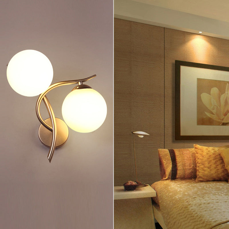 Modern Round Wall Mount Lighting Milky Glass Wall Mounted Lighting for Bedroom