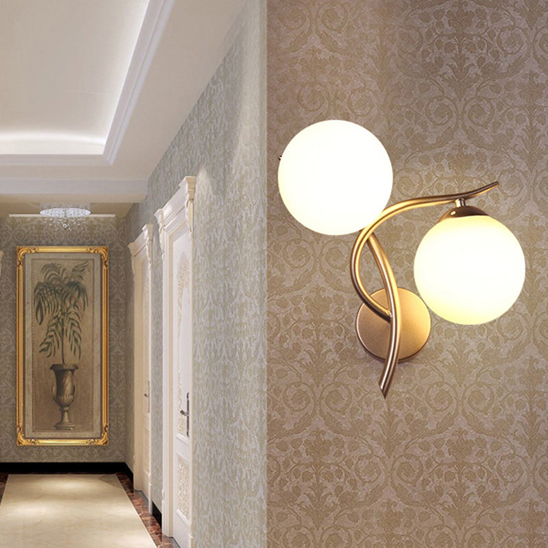 Modern Round Wall Mount Lighting Milky Glass Wall Mounted Lighting for Bedroom