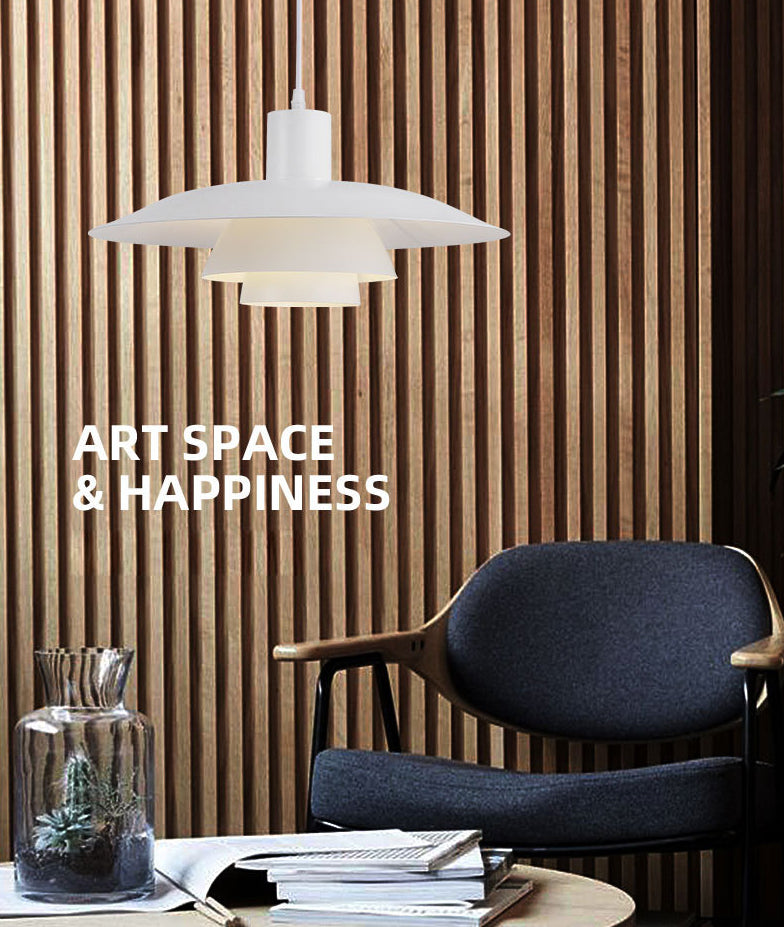 Diseño de capas blancas puras luz colgante de 1 luces Minimalismo Nórdico estilo de iluminación suspendida para cafetería