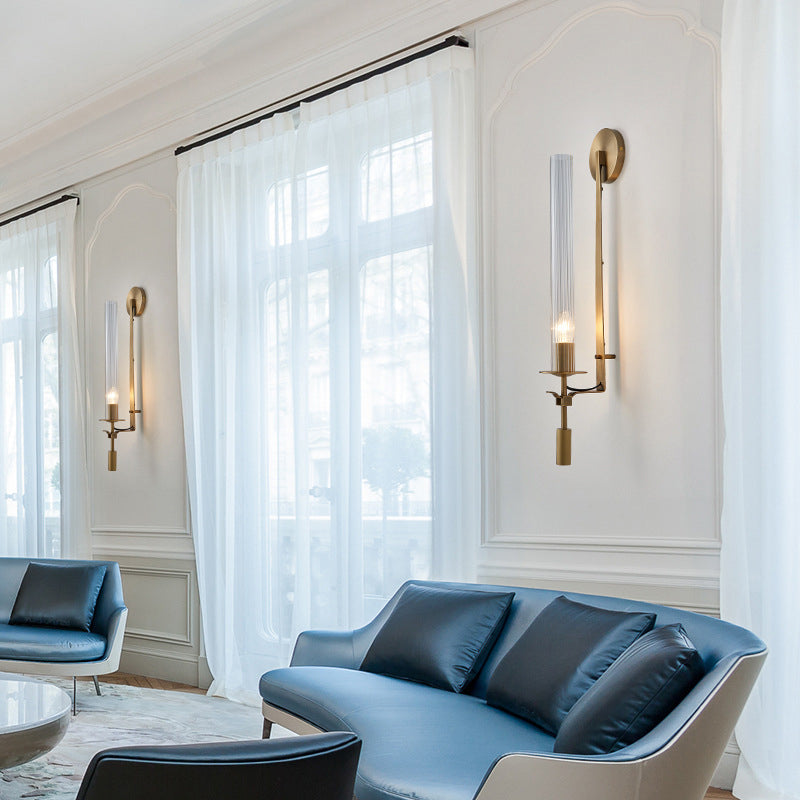 Cylinder Wall Mounted Lamps Postmodern Clear Glass Wall Sconce for Living Room