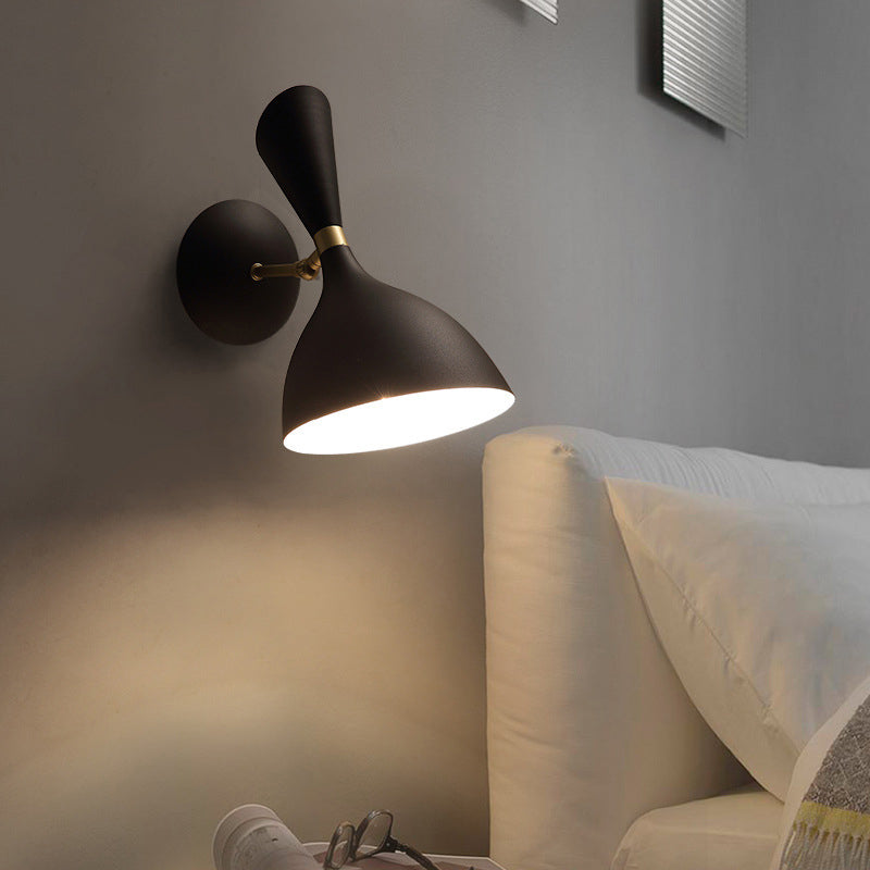Nordic Macaron Double Cone-Shaped Wall Light Sconce Metallic Wall Light Fixtures for Bedroom
