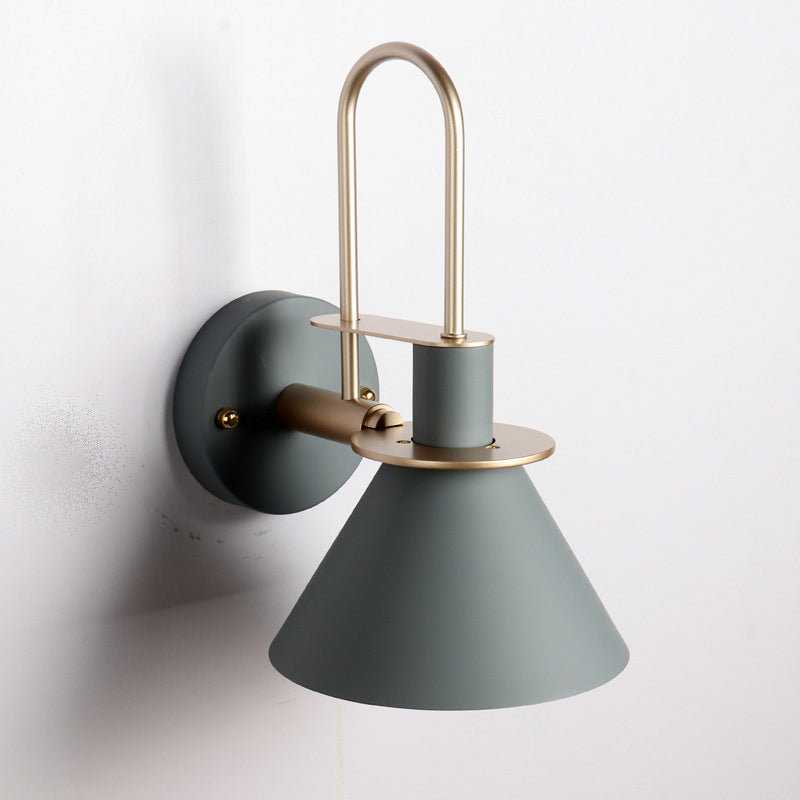 Contemporary Simplicity Conical Wall Mounted Lights Metallic Wall Mounted Lamp for Bedside