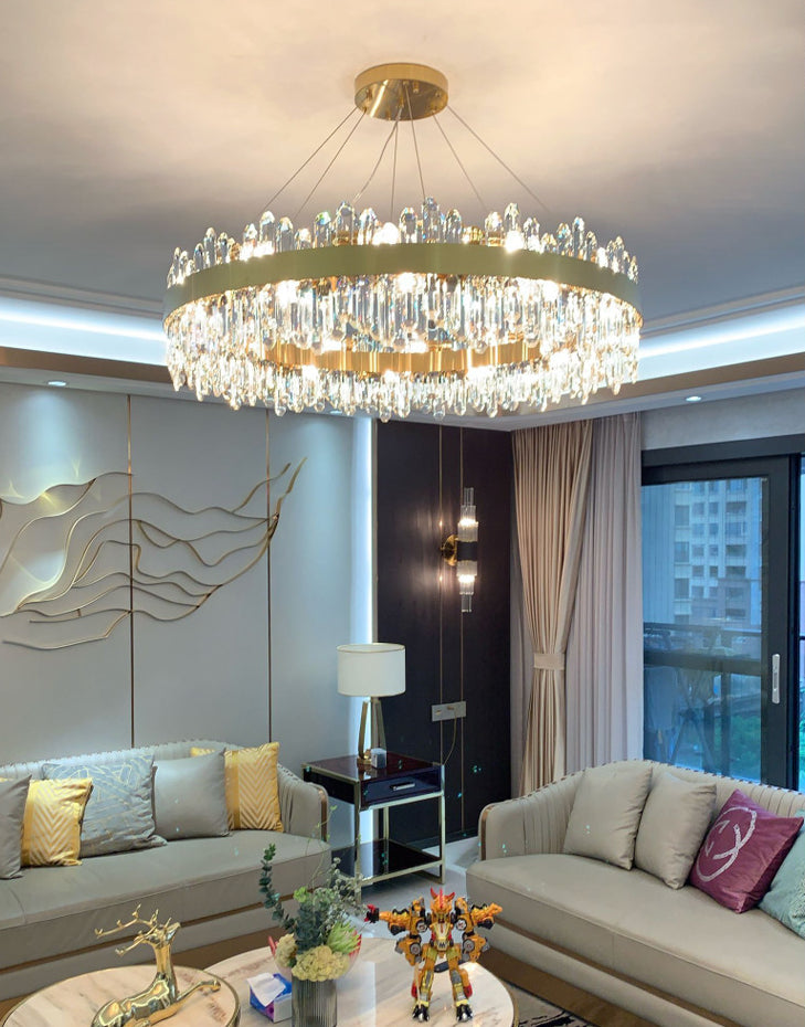 Light Luxury Style Round Hanging Pendant Lights Crystal Pendant