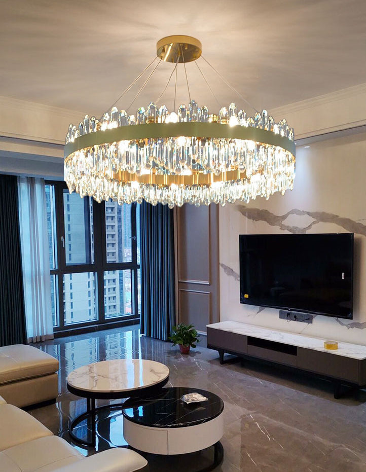 Light Luxury Style Round Hanging Pendant Lights Crystal Pendant