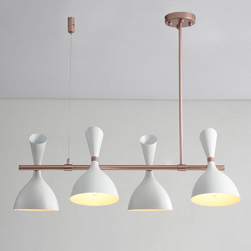 Shaded Island Lighting Fixture Modern Metal Dinning Room Chandelier Lighting in White