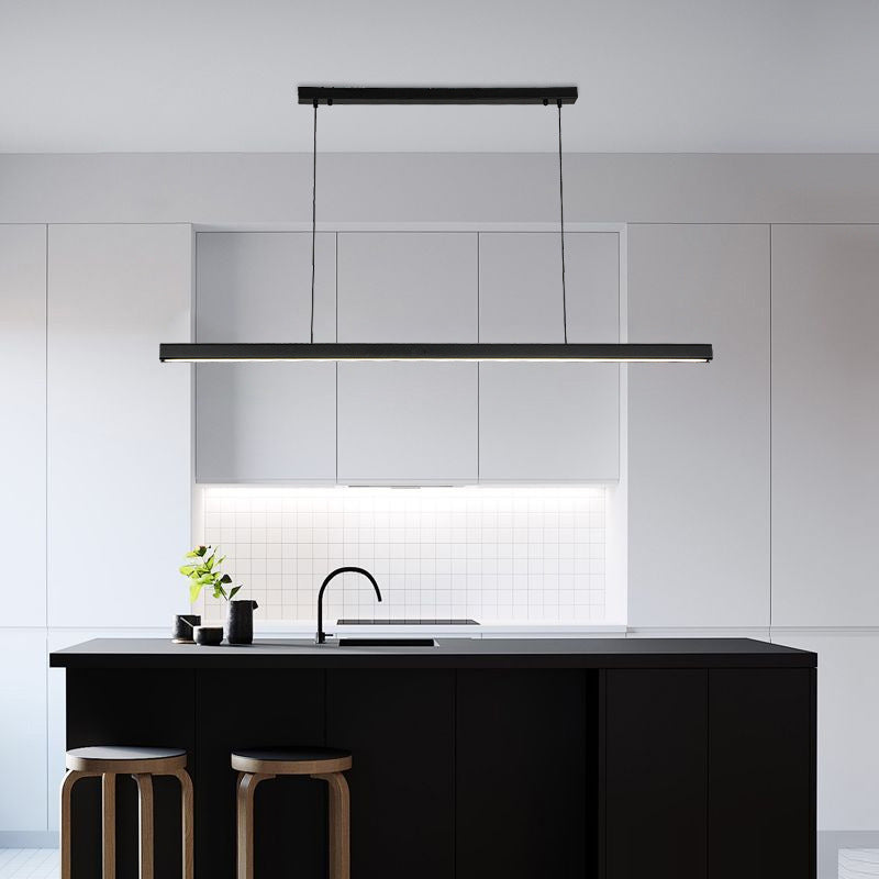 Modern Minimalist Style Linear Island Light Fixture Wood Pendant Light