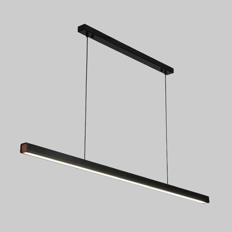 Modern Minimalist Style Linear Island Light Fixture Wood Pendant Light