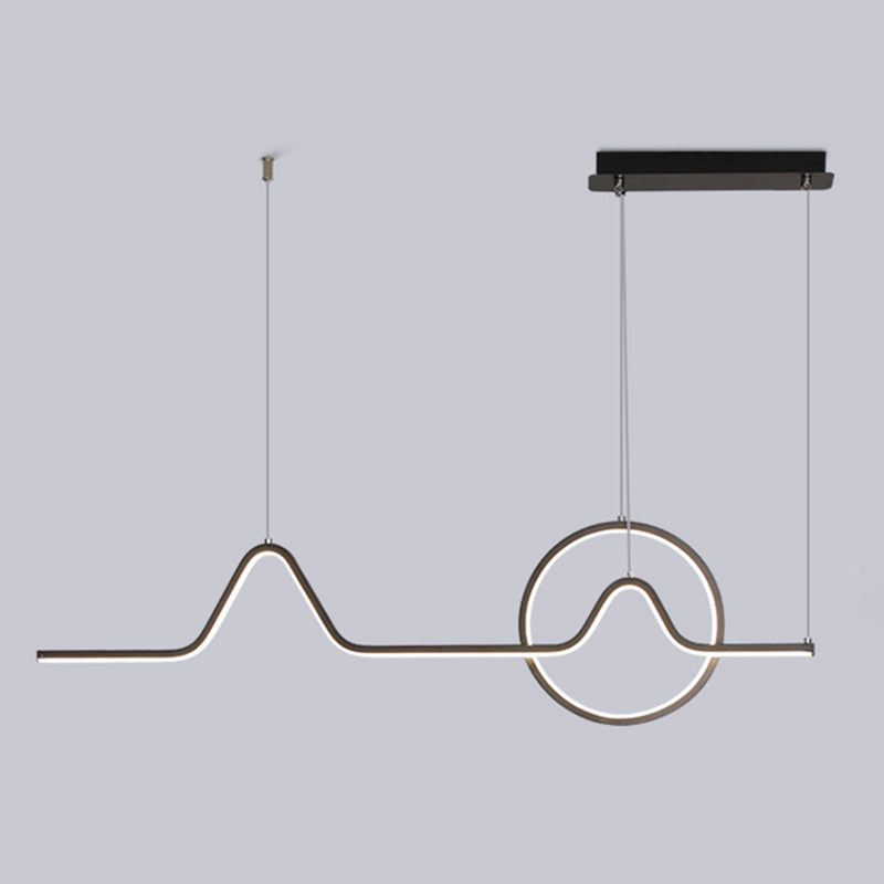 Modern Minimalist Style Linear Island Light Fixture Metal Pendant Light