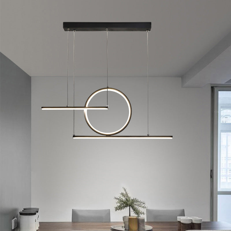 Modern Minimalist Style Linear Island Light Fixture Metal Pendant Light