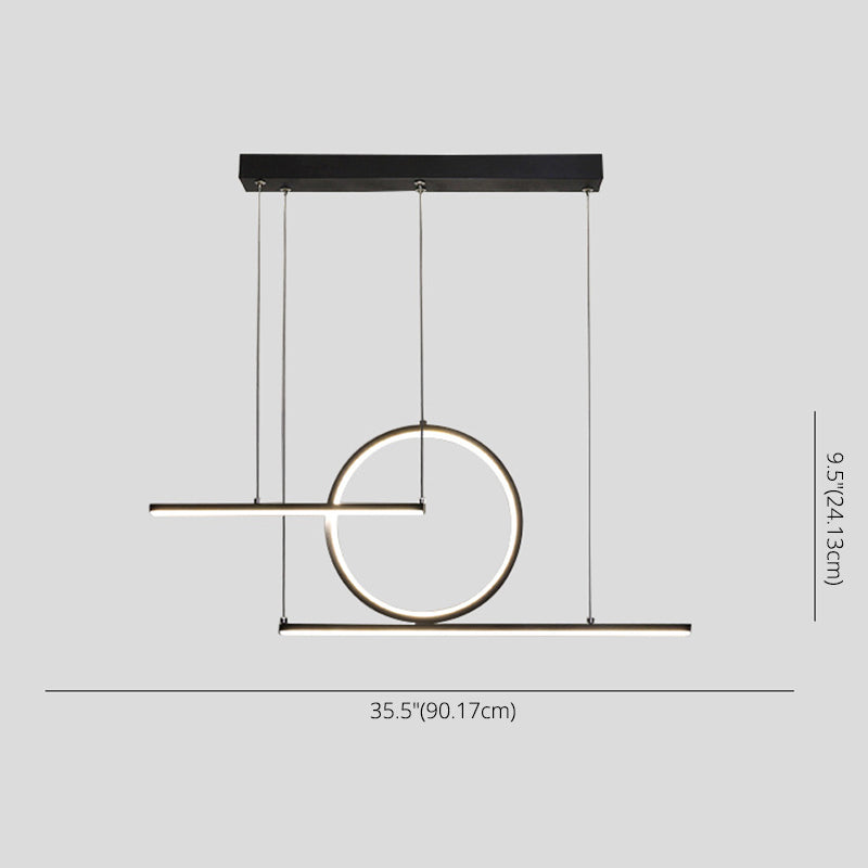 Modern Minimalist Style Linear Island Light Fixture Metal Pendant Light