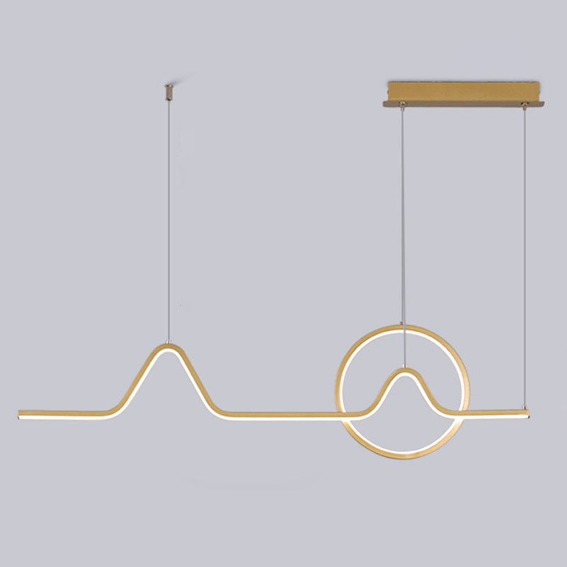Modern Minimalist Style Linear Island Light Fixture Metal Pendant Light