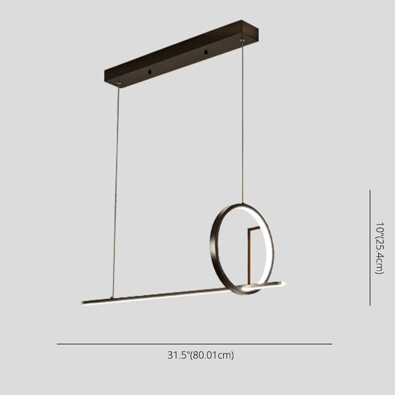 Modern Minimalist Style Linear Island Light Fixture Metal Pendant Light