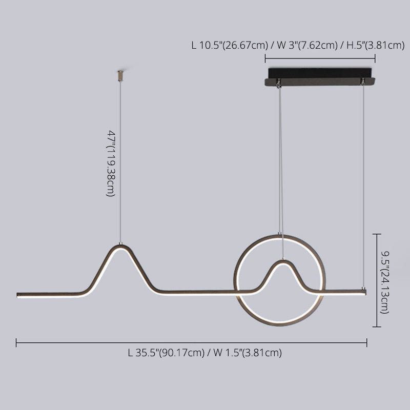 Modern Minimalist Style Linear Island Light Fixture Metal Pendant Light