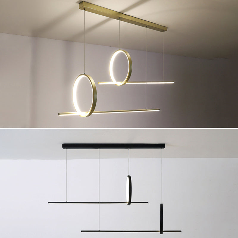 Modern Minimalist Style Linear Island Light Fixture Metal Pendant Light
