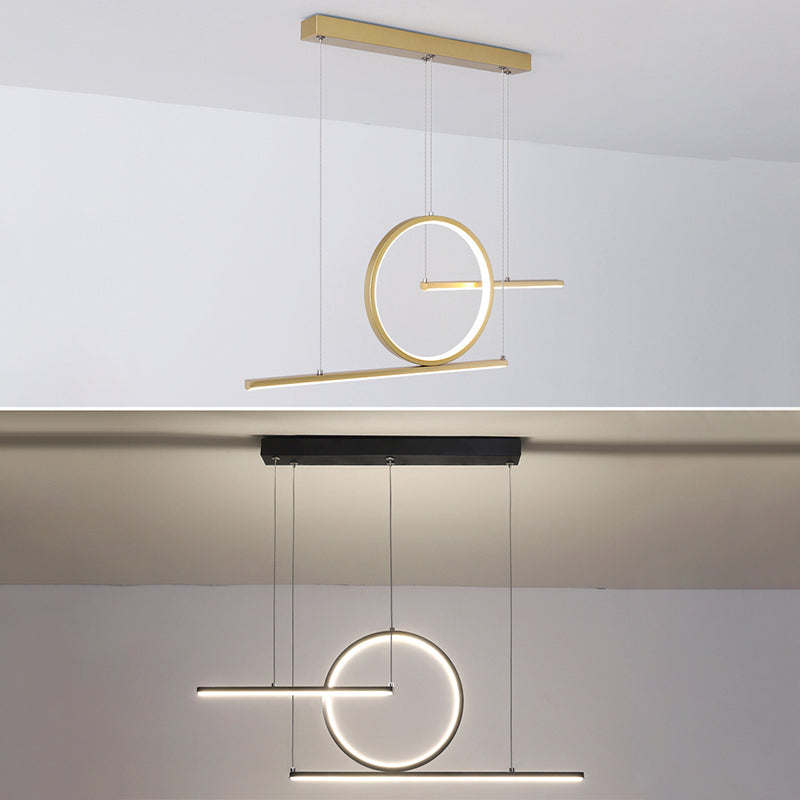 Modern Minimalist Style Linear Island Light Fixture Metal Pendant Light