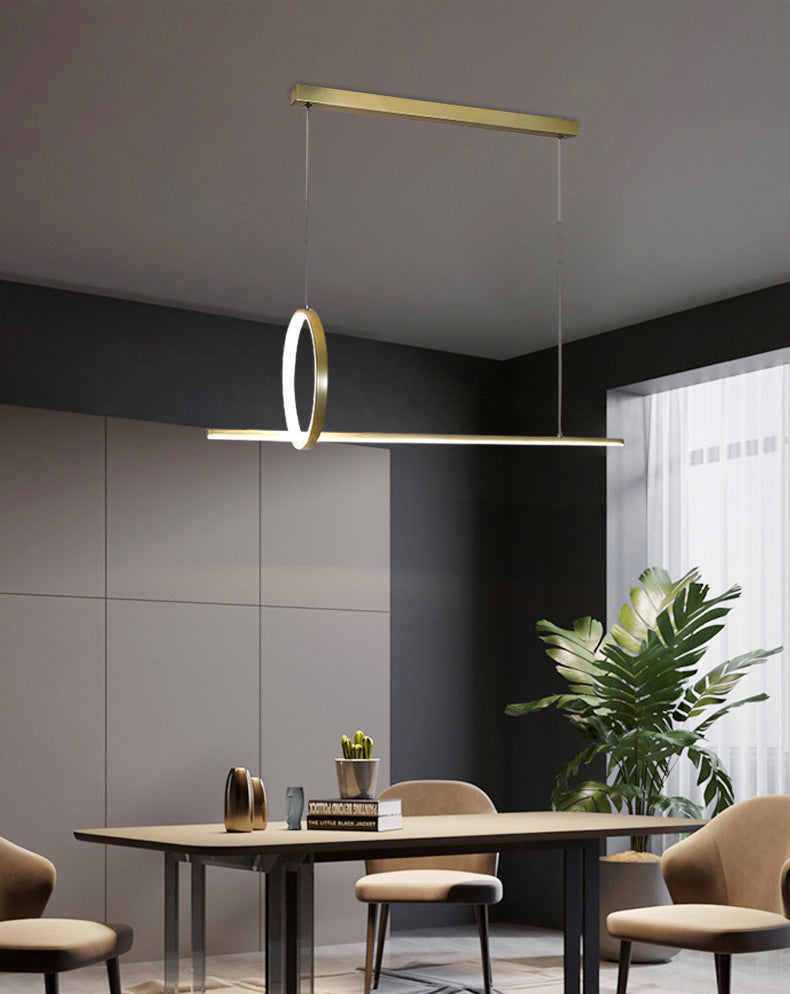 Modern Minimalist Style Linear Island Light Fixture Metal Pendant Light