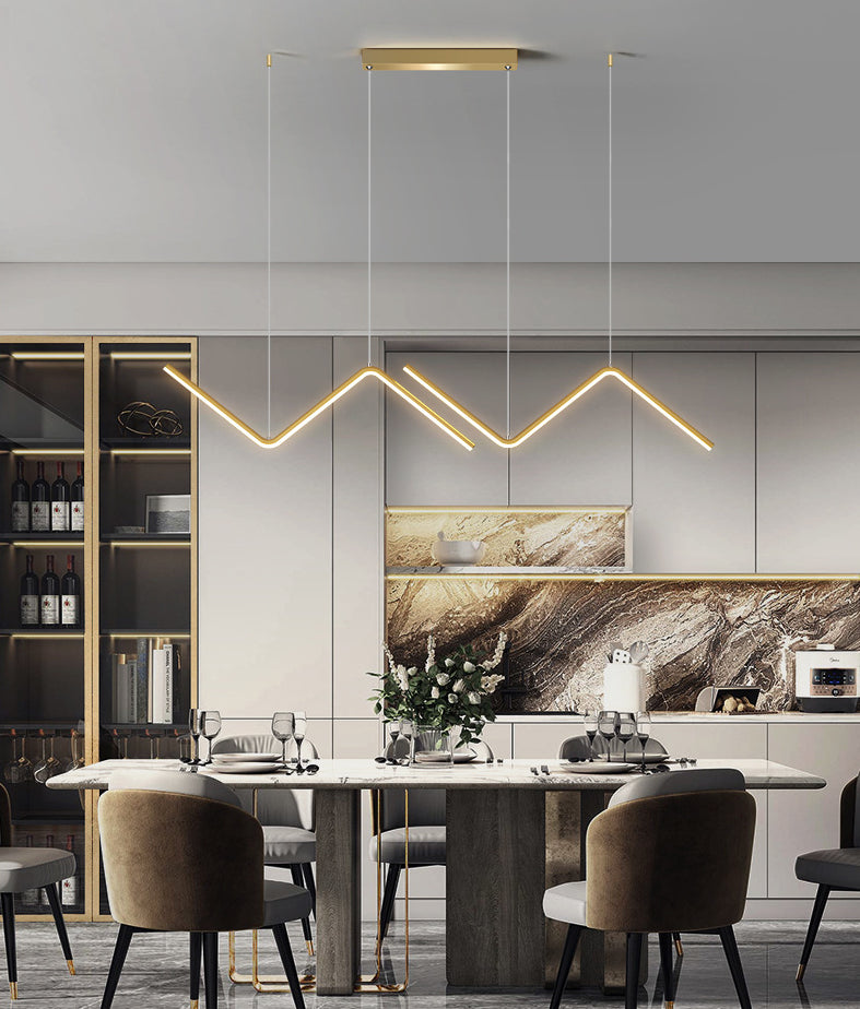 Modern Minimalist Style Linear Island Light Fixture Metal Pendant Light