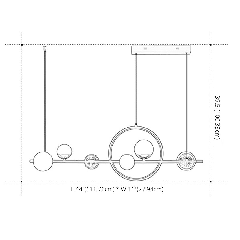 44" Length Contemporary Style LED Island Light 7-Lights Minimalism Design Dining Room Hanging Lighting Fixture