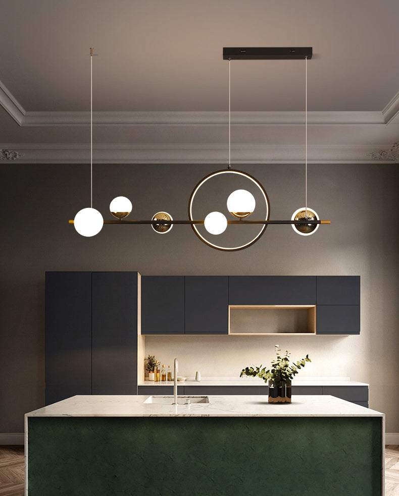 44" Length Contemporary Style LED Island Light 7-Lights Minimalism Design Dining Room Hanging Lighting Fixture