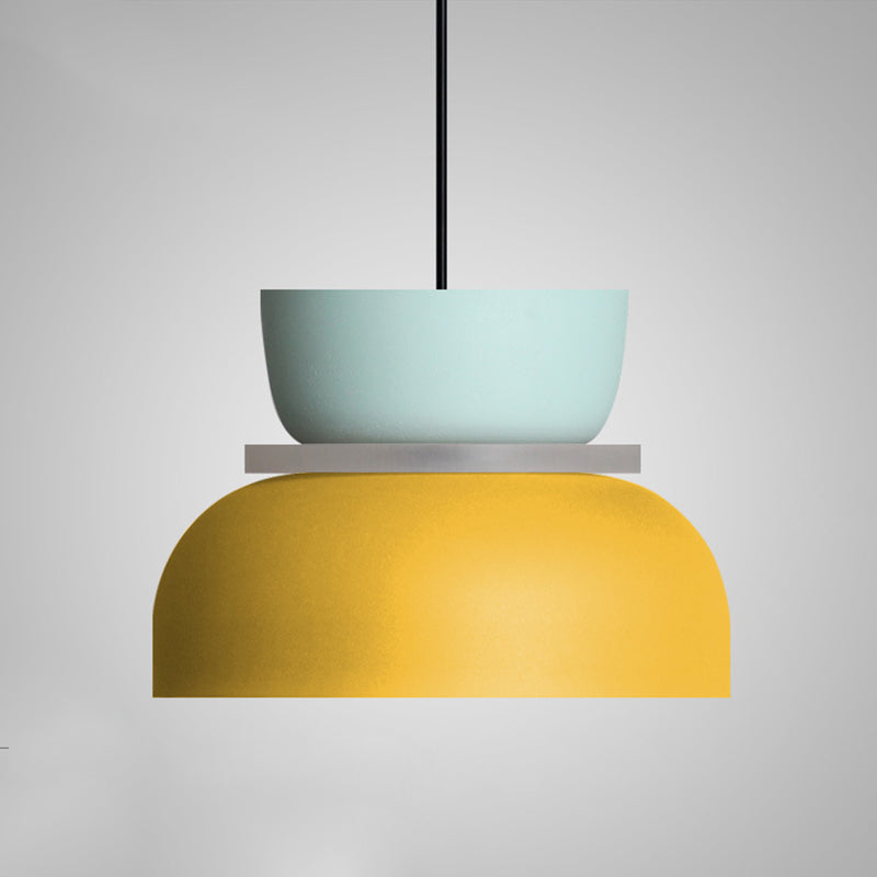 Macaron 1-Light Pendant Lighting Fixture Geometric Ceiling Light with Metal Shade