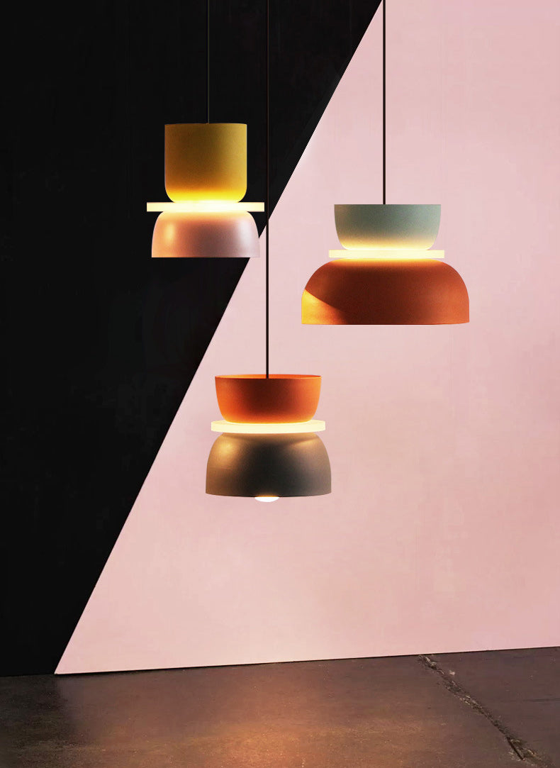 Macaron 1-Light Pendant Lighting Fixture Geometric Ceiling Light with Metal Shade