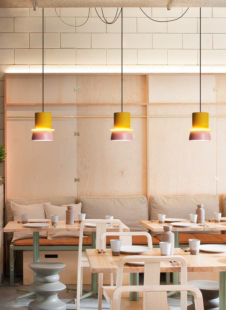 Macaron 1-Light Pendant Lighting Fixture Geometric Ceiling Light with Metal Shade