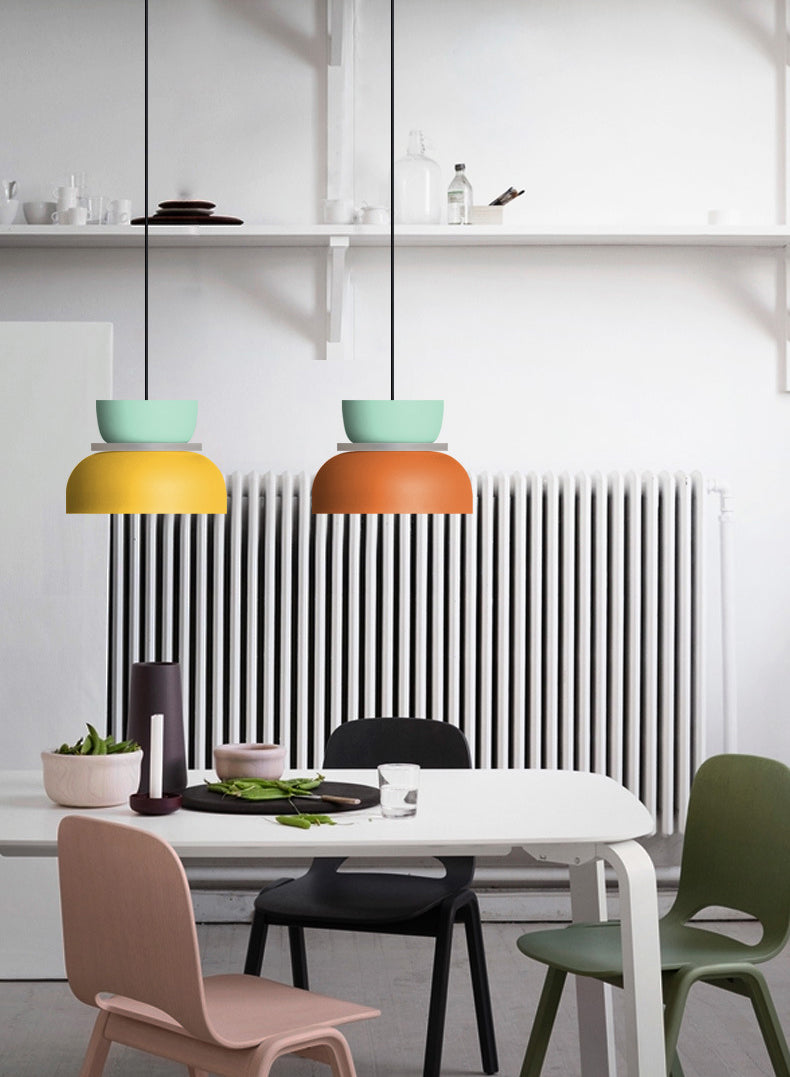 Macaron 1-Light Pendant Lighting Fixture Geometric Ceiling Light with Metal Shade