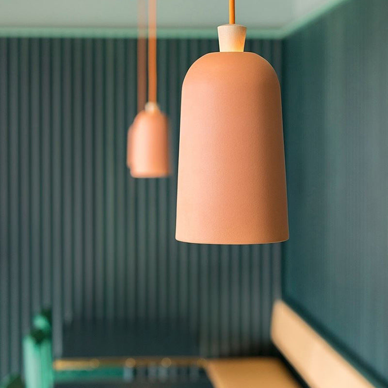 Shaded Restaurant Pendant Lighting Metal 1 Head Macaron Style Hanging Light Fixture