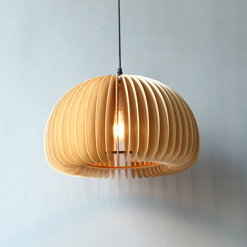 Beige Holzkürbis hängende helle chinesische style 1 leichte Restaurant Decke Anhängerlampe