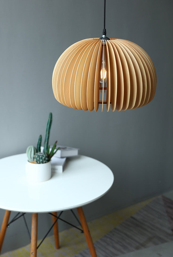 Beige Holzkürbis hängende helle chinesische style 1 leichte Restaurant Decke Anhängerlampe