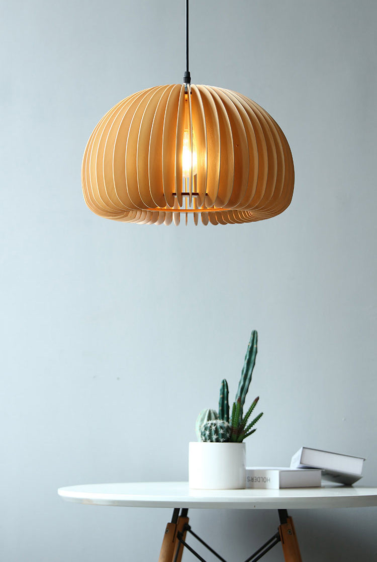 Beige Holzkürbis hängende helle chinesische style 1 leichte Restaurant Decke Anhängerlampe