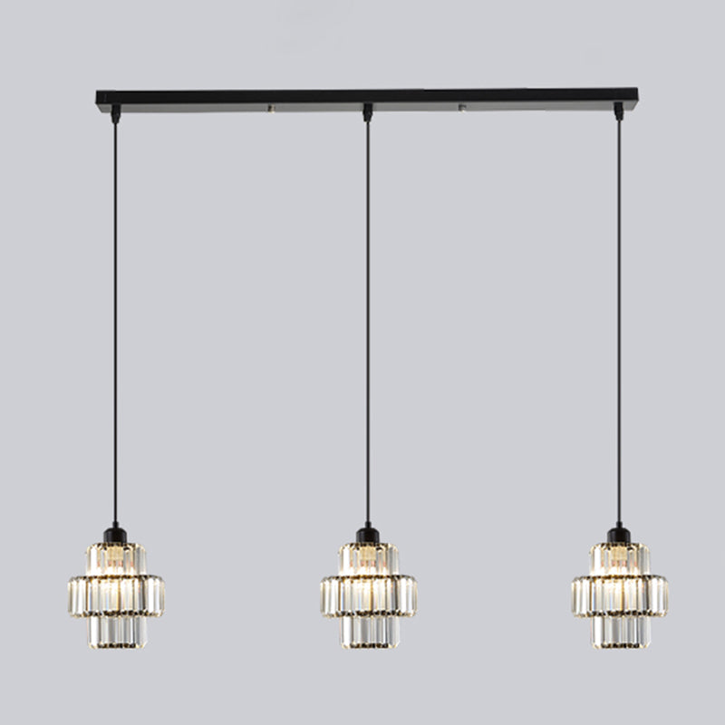 Prismatische K9 -Kristalldecke Anhänger Licht Modernismus Zylindrisch hängende Licht zum Esstisch