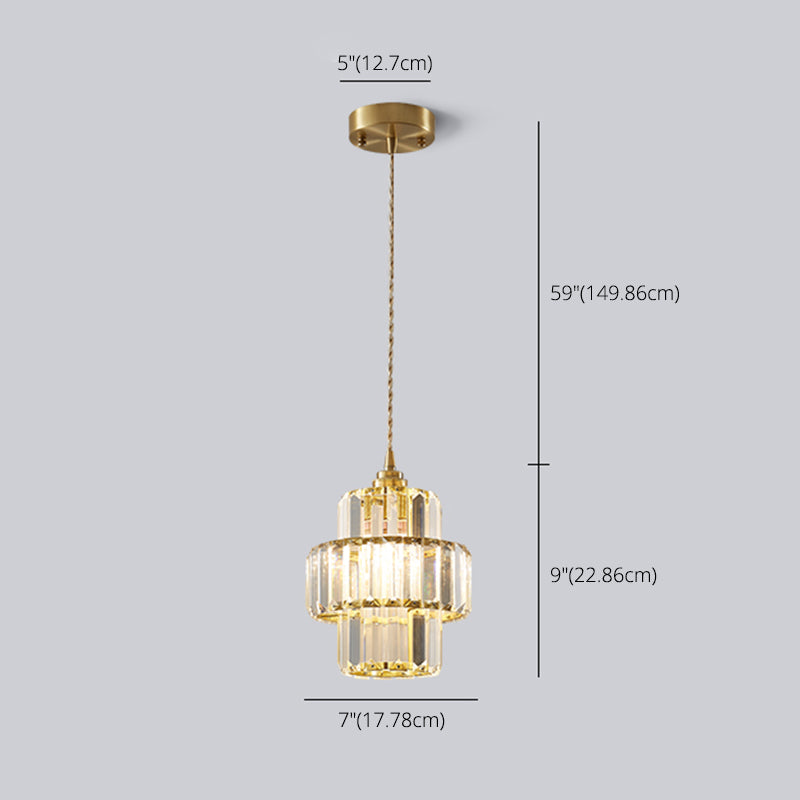 Prismatische K9 -Kristalldecke Anhänger Licht Modernismus Zylindrisch hängende Licht zum Esstisch