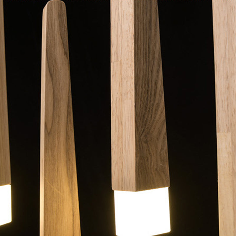 Fakkelvormig massief hout hangend licht wit acryl schaduw creatief verlichtingsarmatuur voor coffeeshop restaurant