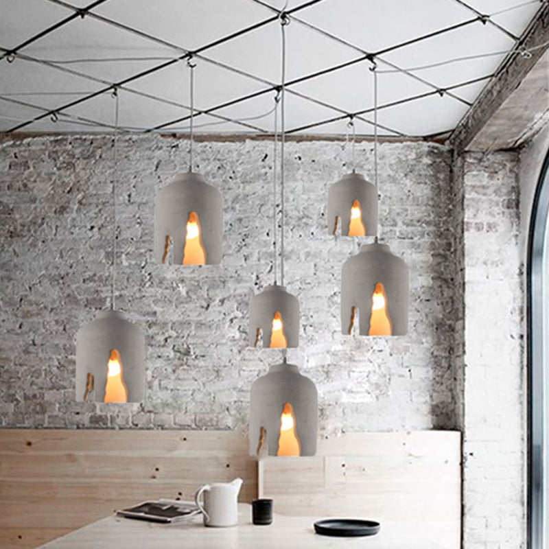 Notch Design Cement Hanging Light Creative Single Bulb Mini Ilumining Pending para Bar Cafe Shop
