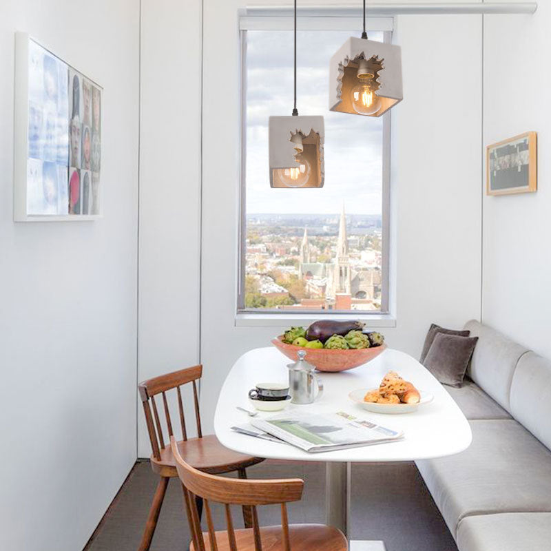 Notch Design Cement Hanging Light Creative Single Bulb Mini Ilumining Pending para Bar Cafe Shop