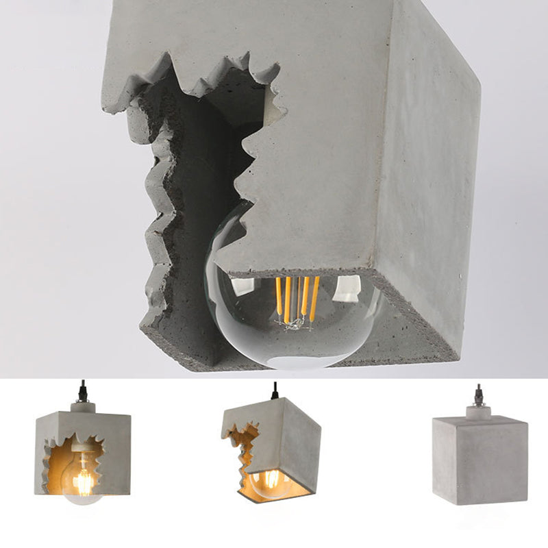 Notch Design Cement Hanging Light Creative Single Bulb Mini Ilumining Pending para Bar Cafe Shop