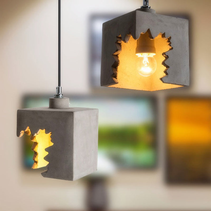 Notch Design Cement Hanging Light Creative Single Bulb Mini Ilumining Pending para Bar Cafe Shop