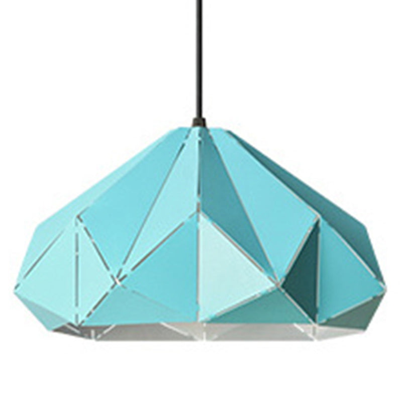 Geometric Shape Metal Hanging Lamp Nordic Macaroon Style 1-Light Pendant for Kitchen Bedroom