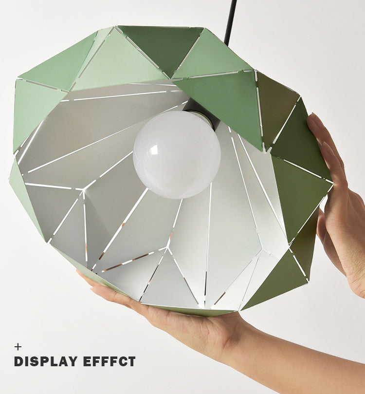 Geometric Shape Metal Hanging Lamp Nordic Macaroon Style 1-Light Pendant for Kitchen Bedroom