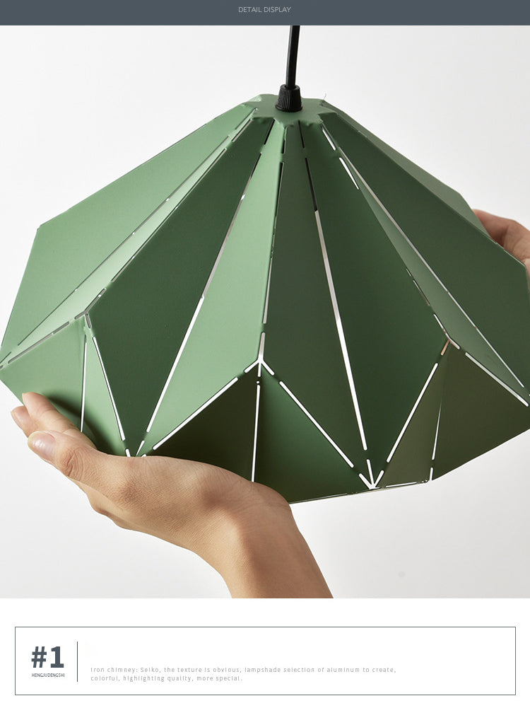 Geometric Shape Metal Hanging Lamp Nordic Macaroon Style 1-Light Pendant for Kitchen Bedroom