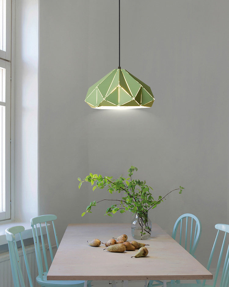 Geometric Shape Metal Hanging Lamp Nordic Macaroon Style 1-Light Pendant for Kitchen Bedroom
