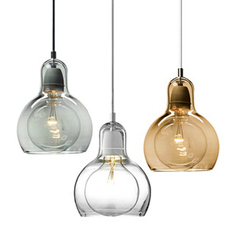 Double-layer Glass Shade Mini Pendant Light Gourd Shaped Contemporary Simplicity Hanging Lamp