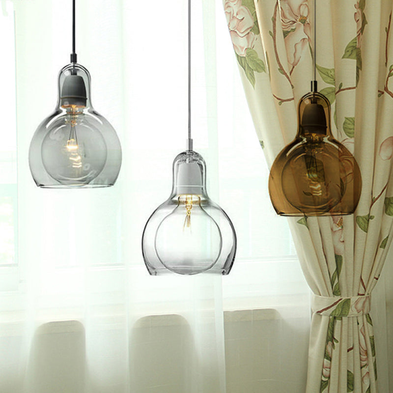 Double-layer Glass Shade Mini Pendant Light Gourd Shaped Contemporary Simplicity Hanging Lamp